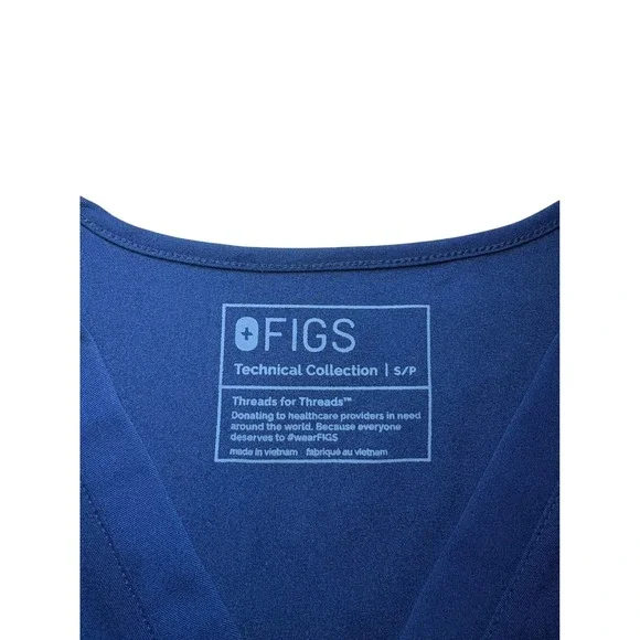 FIGS Technical Collection Navy Blue  Catarina Scrub Top Womens Size Small Petite - Picture 5 of 5